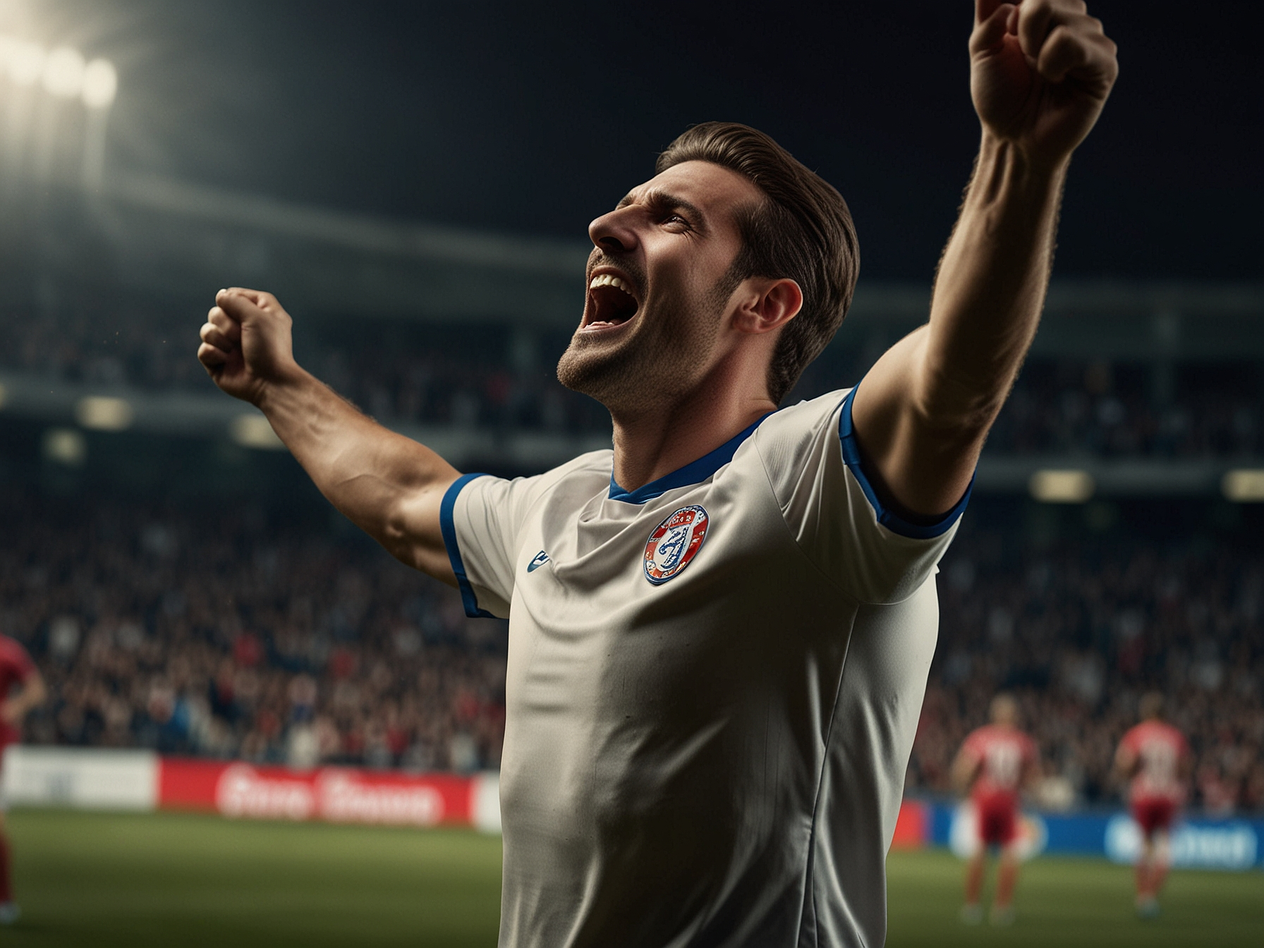 Azerbaijan football player celebrating a goal